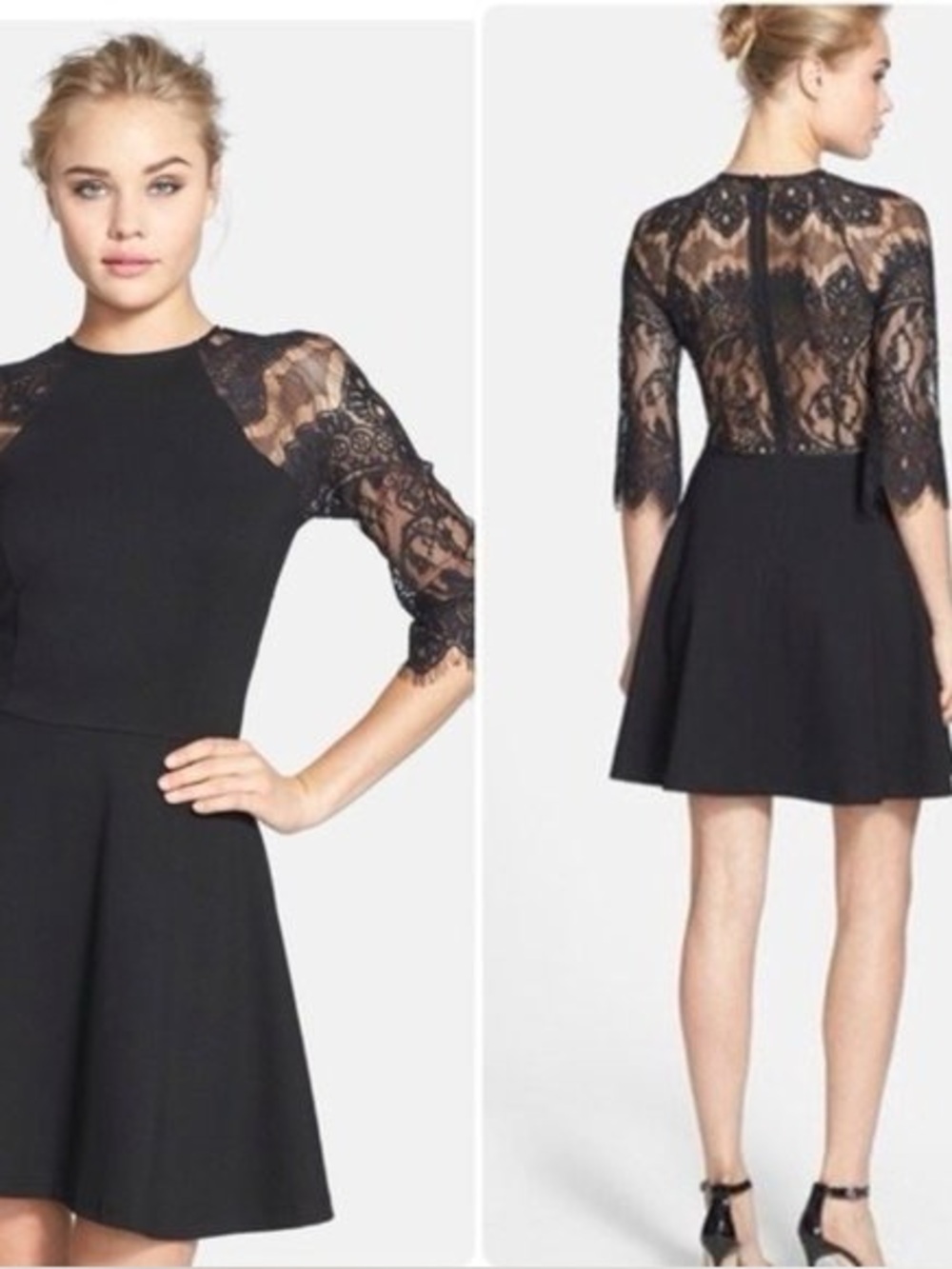 BB Dakota 'Yale' Lace Panel Fit & Flare Dress